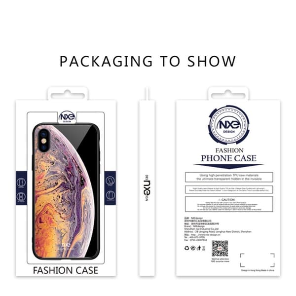 NXE iPhone Xs Max härdat glasfodral med ljusmönster - Orange / Mörklila multifärg
