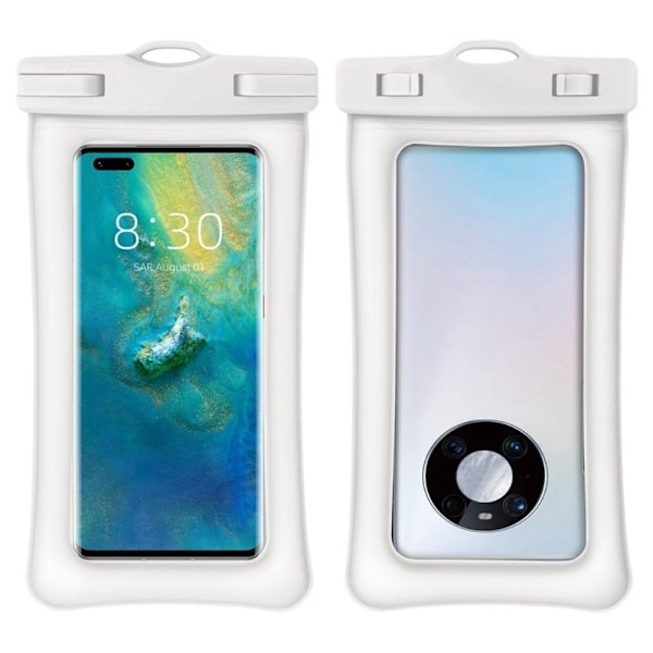 Universal waterproof pouch for smartphone with strap - White White