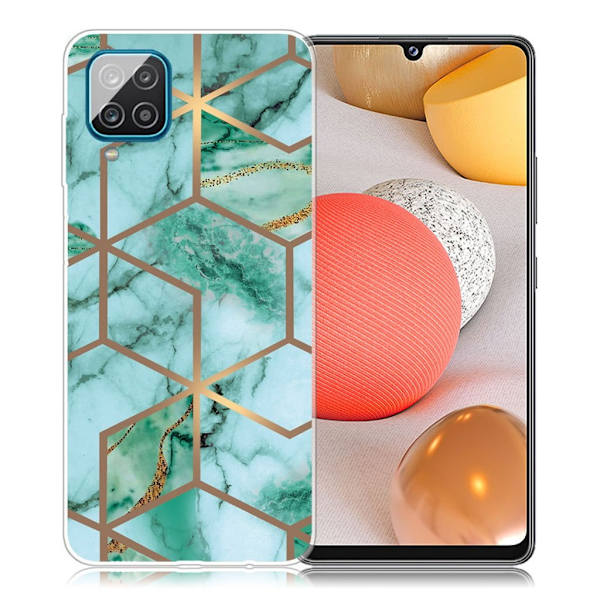 Marble Samsung Galaxy A42 5G Etui - Emerald Cube Pattern Green