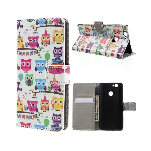 Scherfig Huawei Nova etui - Mange ugler Multicolor