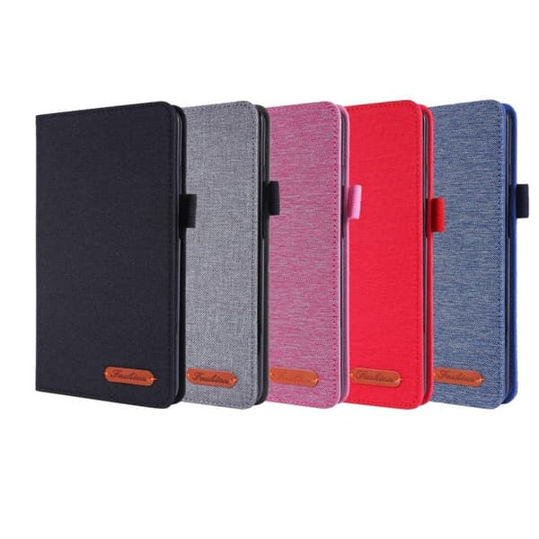 Lenovo Tab M7 læderetui med stoftema - Lyserød Pink