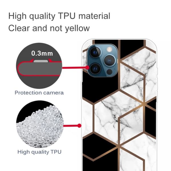 Marmormotiv iPhone 13 Pro Max skal - Marmor Kub I Svart Och Vitt multifärg