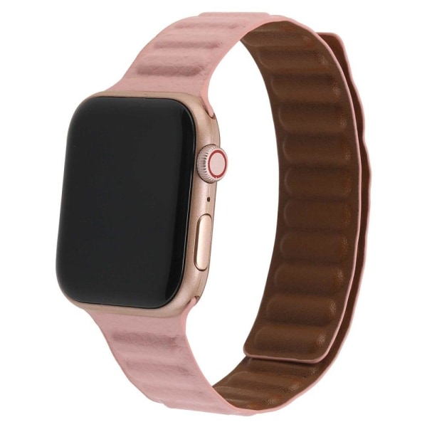 Apple Watch Series 8 (45mm) / Watch Ultra aito nahkaranneke - Pinkki Pink