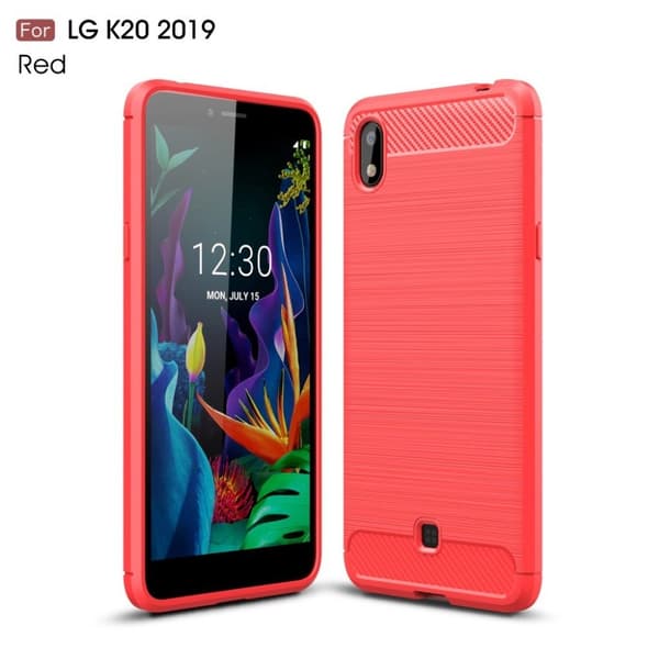 Carbon Flex cover – LG K20 (2019) – Rød Red