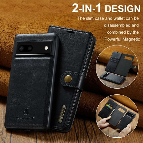 DG.Ming Google Pixel 6a 2-in-1 Pung Etui - Sort Black