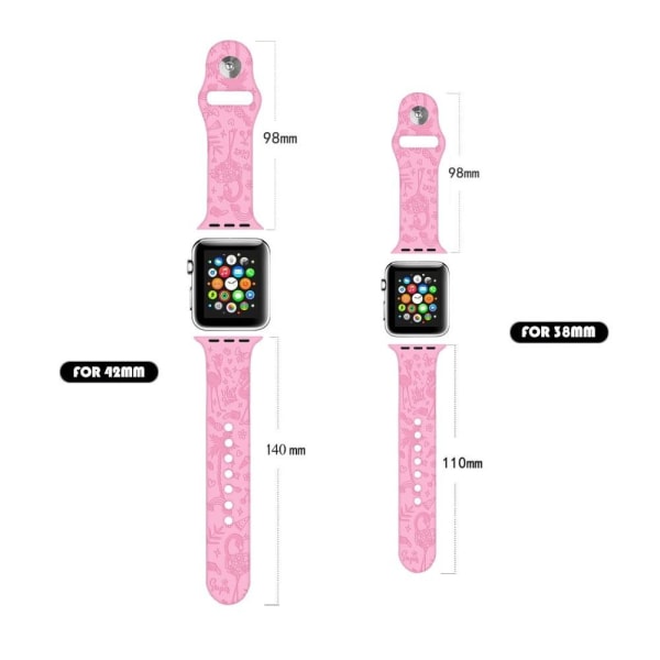 Apple Watch (45 mm) klockarmband i silikon med sött tryck - Rosa Fågel Rosa