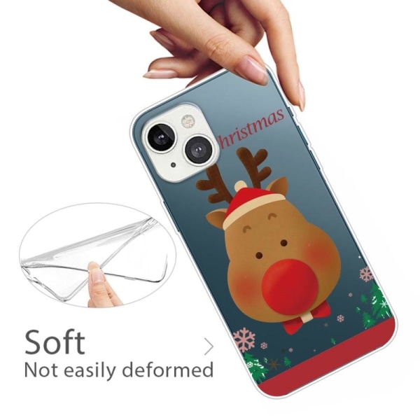 iPhone 14 Plus taske med trykt julemønster Blødt, fleksibelt og Red