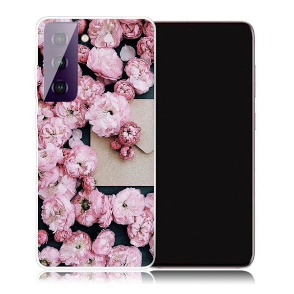 Deco Samsung Galaxy S21 Plus etui - lyserøde blomster Pink