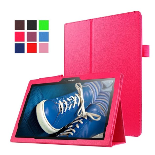 Lenovo Tab 3 10-1 TB-X103F skyddshölje PU läder skyddande litchi textur elastisk ögla - Rosenröd Rosa