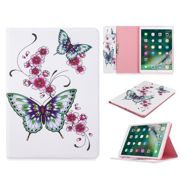 iPad 10.2 (2019) Stilfuldt mønster læder flip etui - Grøn Sommerfugl Multicolor