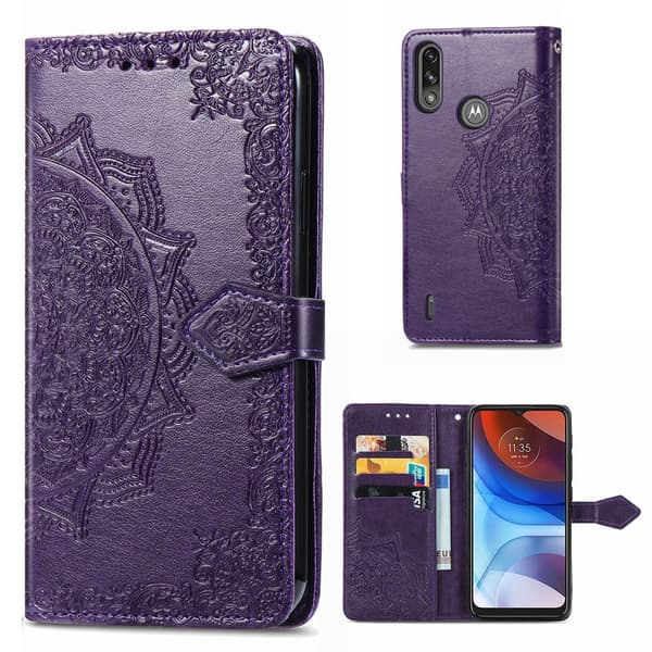 Butterfly Motorola Moto E7 Power Flip Etui - Lilla Purple