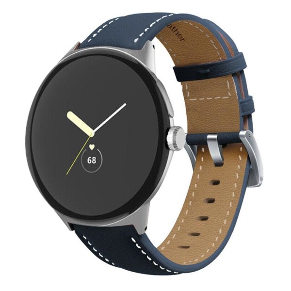 Google Pixel Watch aito nahkainen ranneke - Sininen Blue