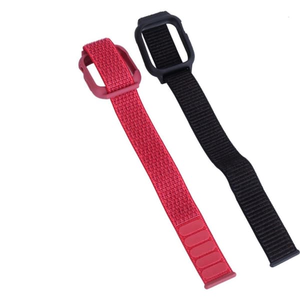Apple Watch Series 5 44mm nylon Urrem - Rød / Sort Black