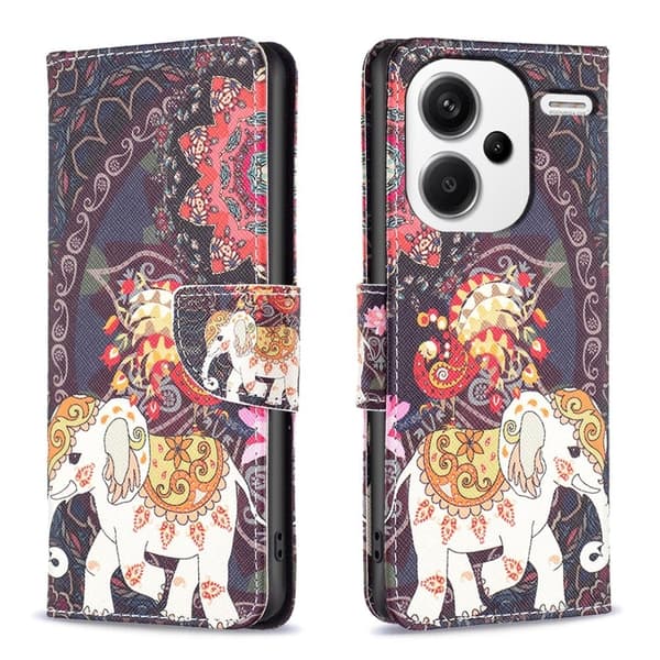 Wonderland Xiaomi Redmi Note 13 Pro Plus flip-etui - Blomst Og Elefant Multicolor