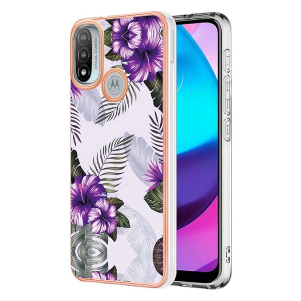 Marble Motorola Moto E30 / E40 / E20 Suojakotelo - Purple Flowers Purple