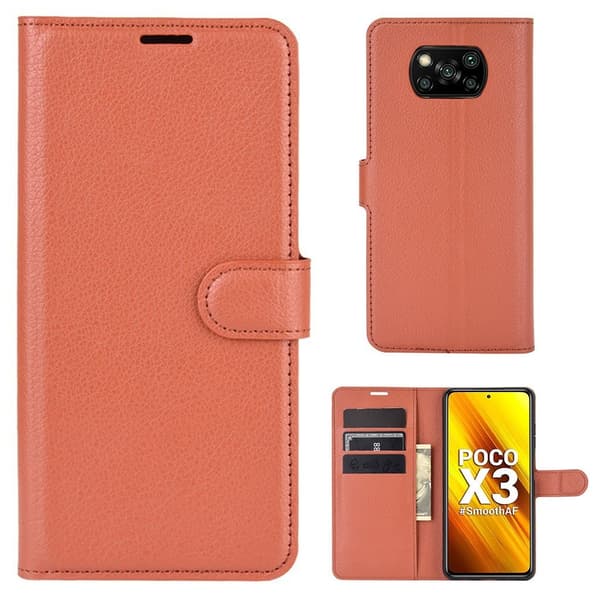 Classic Xiaomi Poco X3 / Poco X3 Nfc Flip Etui - Brun Brown