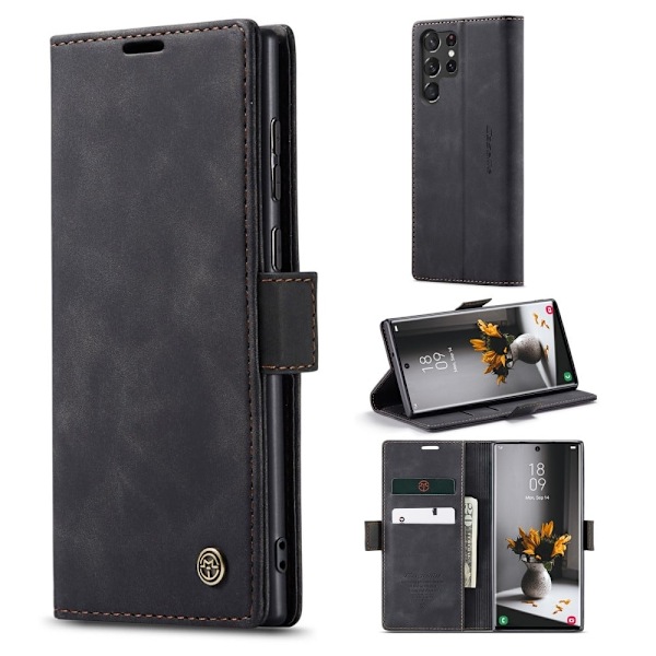 CaseMe Samsung Galaxy S23 Ultra Vintage Etui - Sort Black