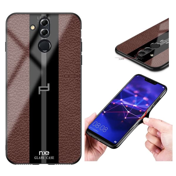 NXE LELCA Series Huawei Mate 20 Lite mønstret glas etui - Kaffe Brown