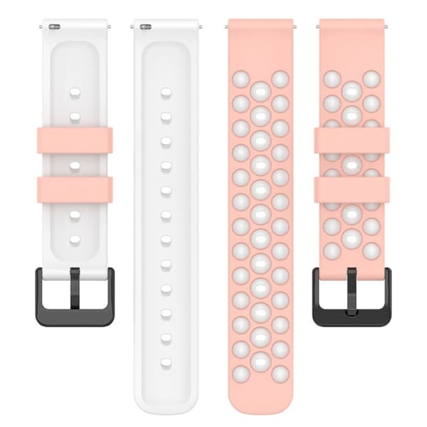 20 mm dubbelfärgat klockarmband i silikon för Garmin-klocka - Rosa Vit Rosa