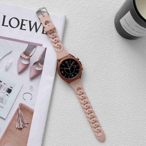 20 mm universal urrem i silikone med cool cirkeldesign - Lyserød Pink