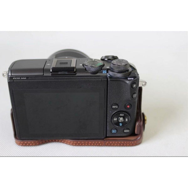 Canon EOS M6 halvt kameraetui i kunstlæder med bundskrue - Kaffe Brown