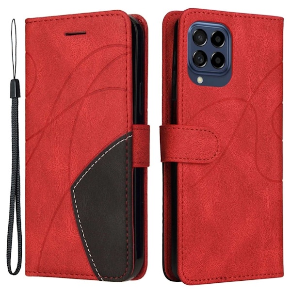 Tekstureret Læder Etui med Strop Til Samsung Galaxy M53 5g - Rød Red
