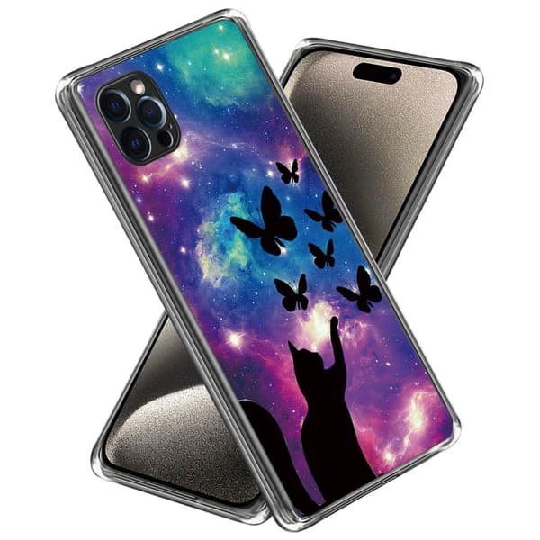 Deco iPhone 16 Pro Max kotelot - Kissa Ja Perhoset Blue