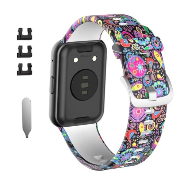 Huawei Watch Fit mønstret silikoneurrem - Påfugl Multicolor