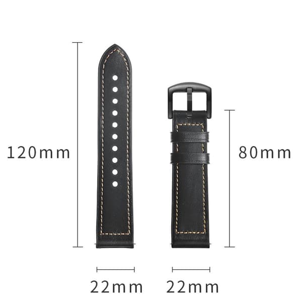 Samsung Gear S3 / Gear S3 Frontier ægte læder Urrem - Sort Black