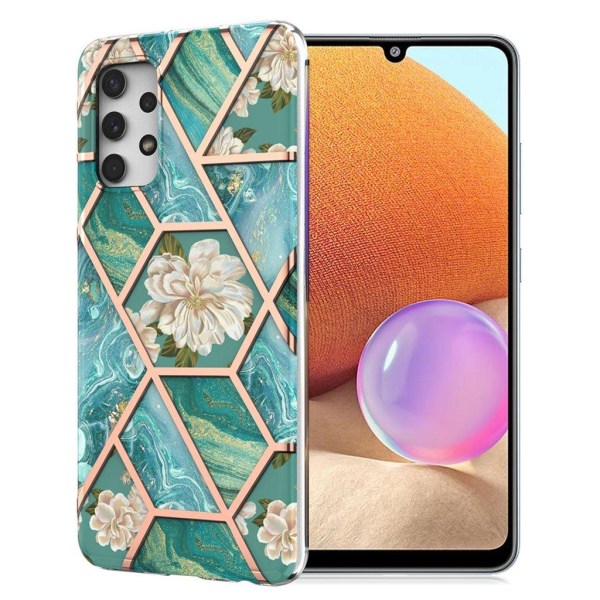 Marble design Samsung Galaxy A32 cover - Grøn Marmor / Blomst Green