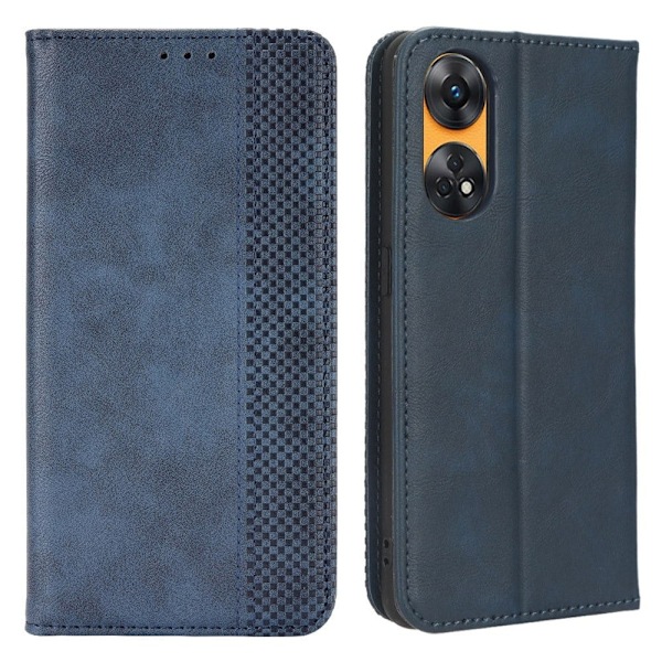 Bofink Vintage läder Oppo Reno8 T fodral - Blå Blå
