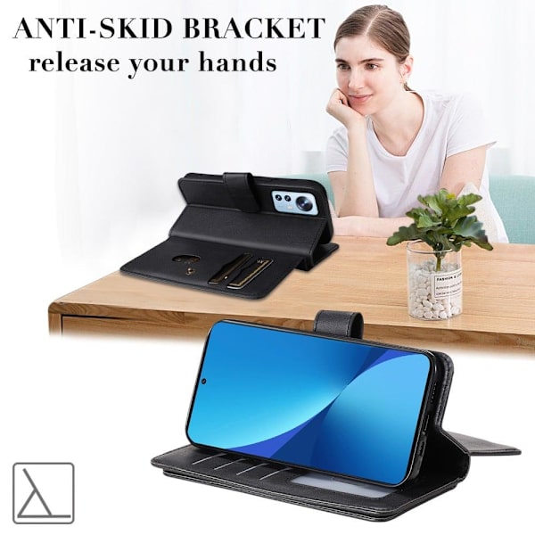 10-slot Lompakko Suojakotelo For Xiaomi 12 Lite - Musta Black