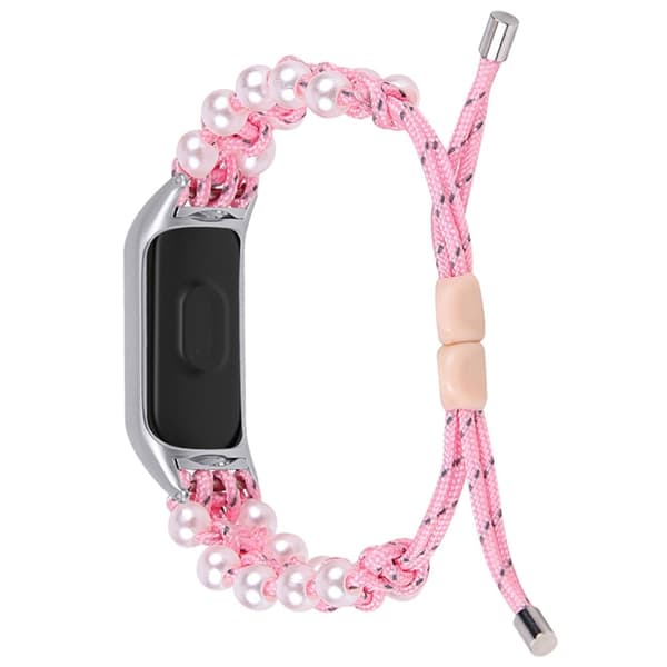 Xiaomi Mi Smart Band 4 / 3 flätat klockarmband med pärldekor - Rosa Rosa