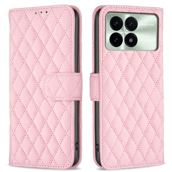 Rombemønster, matt flip-deksel for Xiaomi Redmi K70 - Rosa Pink