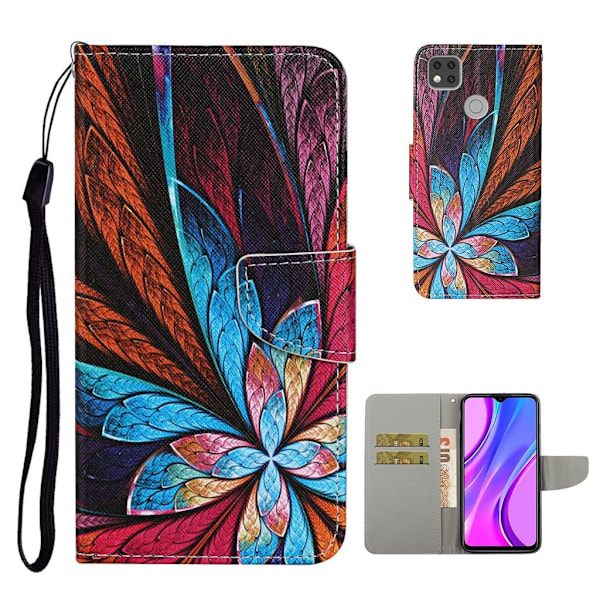 Wonderland Xiaomi Redmi 9C Läppäkotelo - Colorized Pattern Multicolor