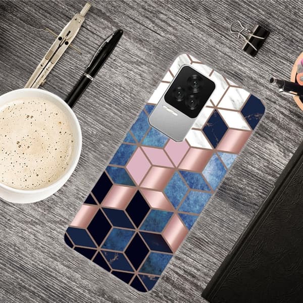 Marble design Xiaomi Redmi K50 / Xiaomi Redmi K50 Pro cover - Blå/Guld Terning Multicolor
