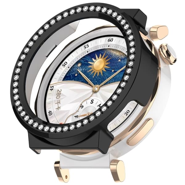 Huawei Watch GT 5 Pro 42mm Bumpresistent Case Rhinestone Decor Smartwatch Cover - Sort Black