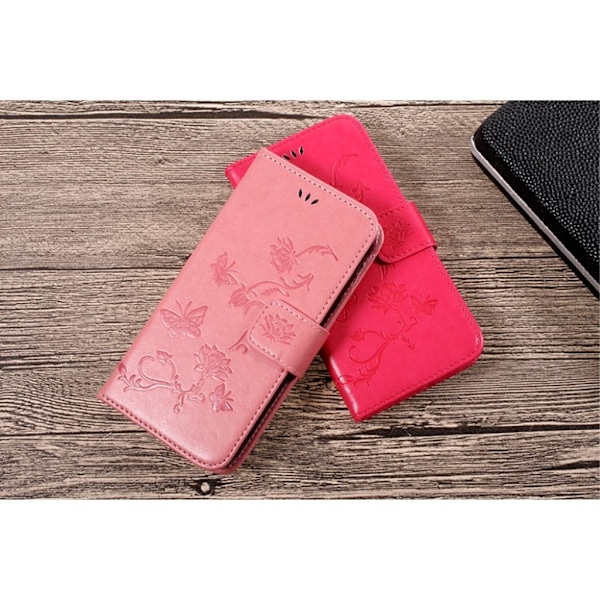 Butterfly läder Samsung Galaxy J3 (2017) fodral - Rosa Rosa