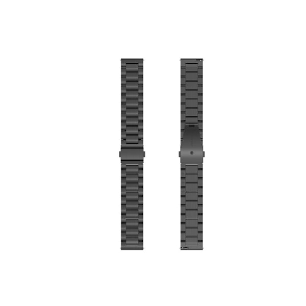 20mm universellt glänsande klockarmband i rostfritt stål - svart Svart