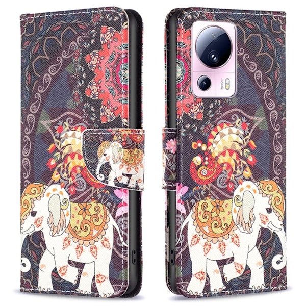 Wonderland Xiaomi 13 Lite / Civi 2 Flip Etui - Blomst og Elefant Multicolor