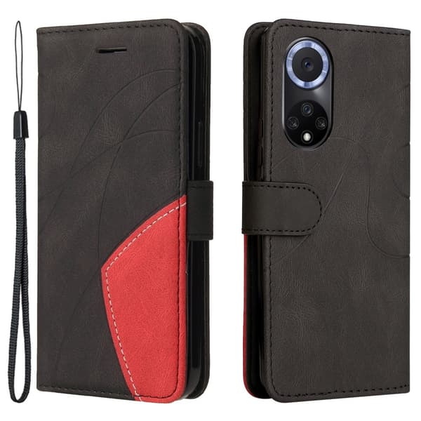 Teksturert læretui med stropp for Huawei Nova 9 / Honor 50 - Svart Black