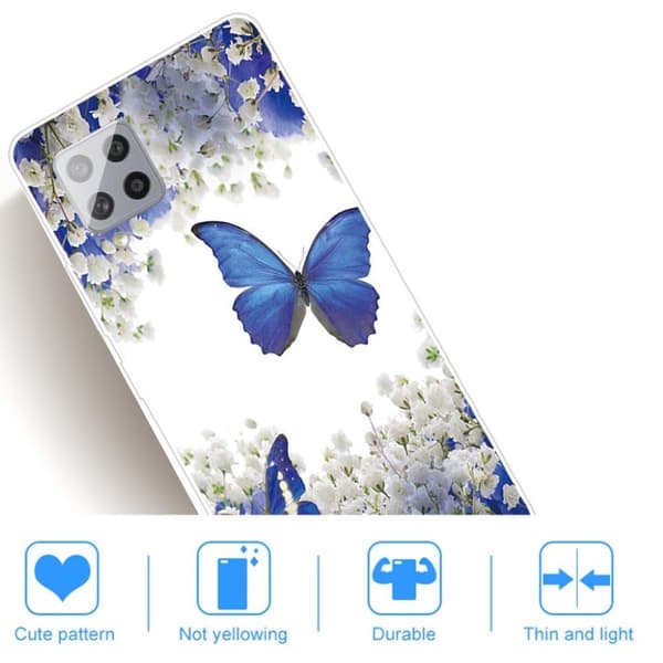 Deco Samsung Galaxy A42 5G Etui - Blåe Sommerfugler Blue