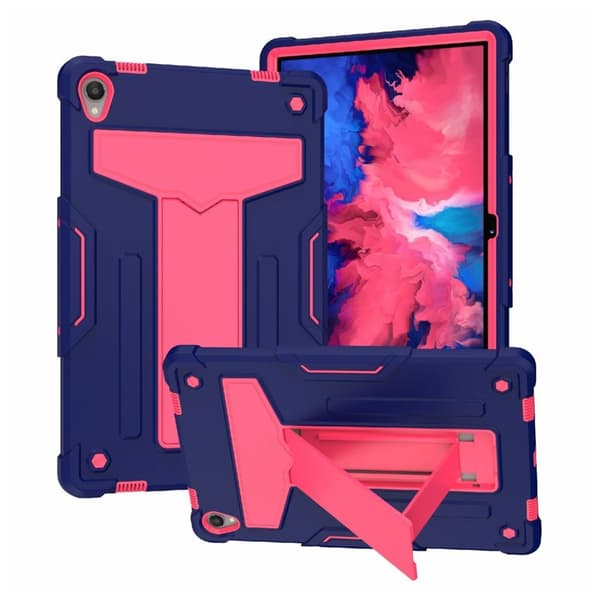 Lenovo Tab P11 T-Shaped kickstabd + silikonecover - Marine Blå / Rose Pink