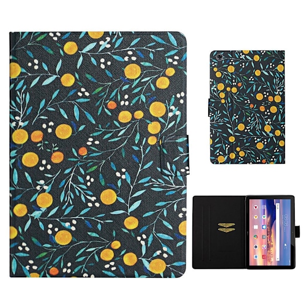 Huawei MediaPad T5 mönstrat läderfodral - Orange Orange