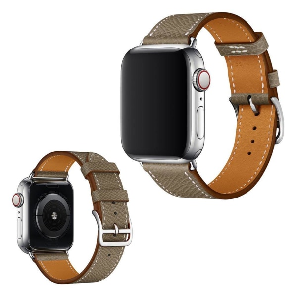 Apple Watch Series 5 40mm kryds tekstur ægte læder Urrem - Grå Silver grey