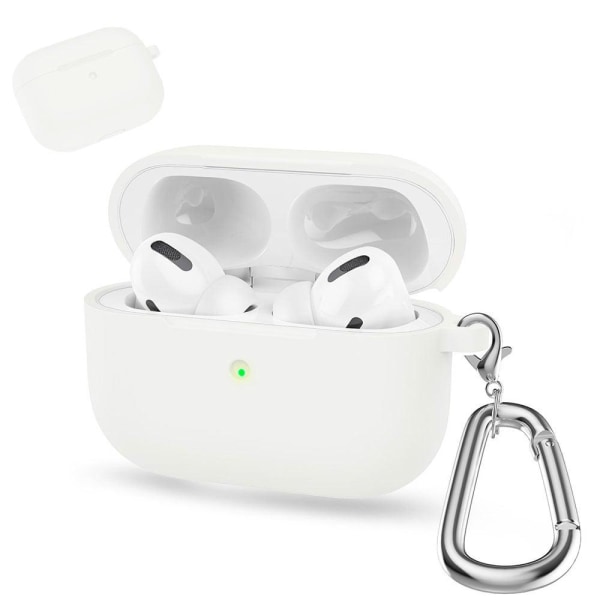 AirPods silikonfodral med karbinhake - Vit Vit