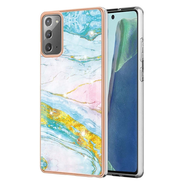 Marble Samsung Galaxy Note 20 Etui - Grøn og Gul Marmor Haze Multicolor