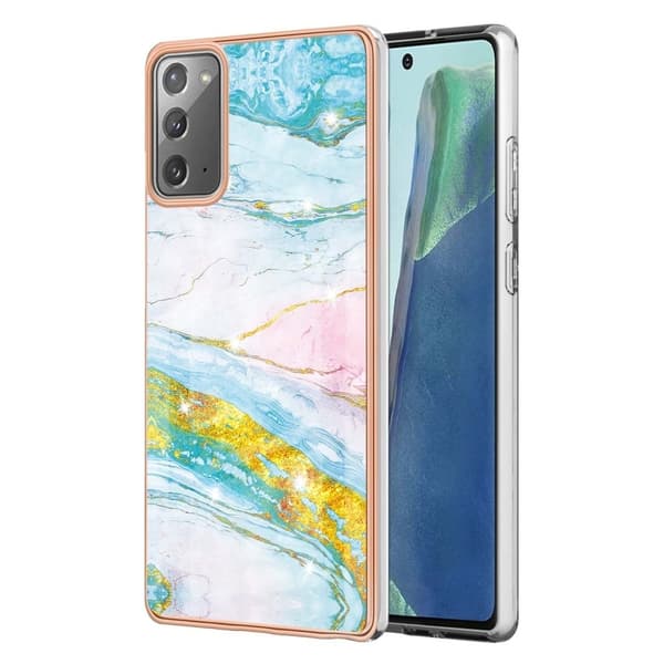 Marble Samsung Galaxy Note 20 Etui - Grønn og Gul Klinkekule Haze Multicolor