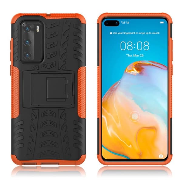 Offroad kuoret - Huawei P40 - Musta / Oranssi Orange