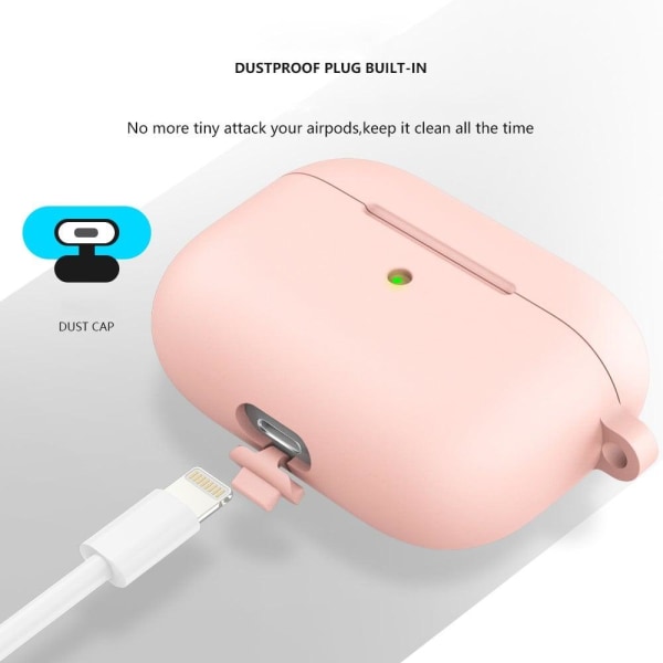 AirPods silicone case with carabiner - Light Pink Pink